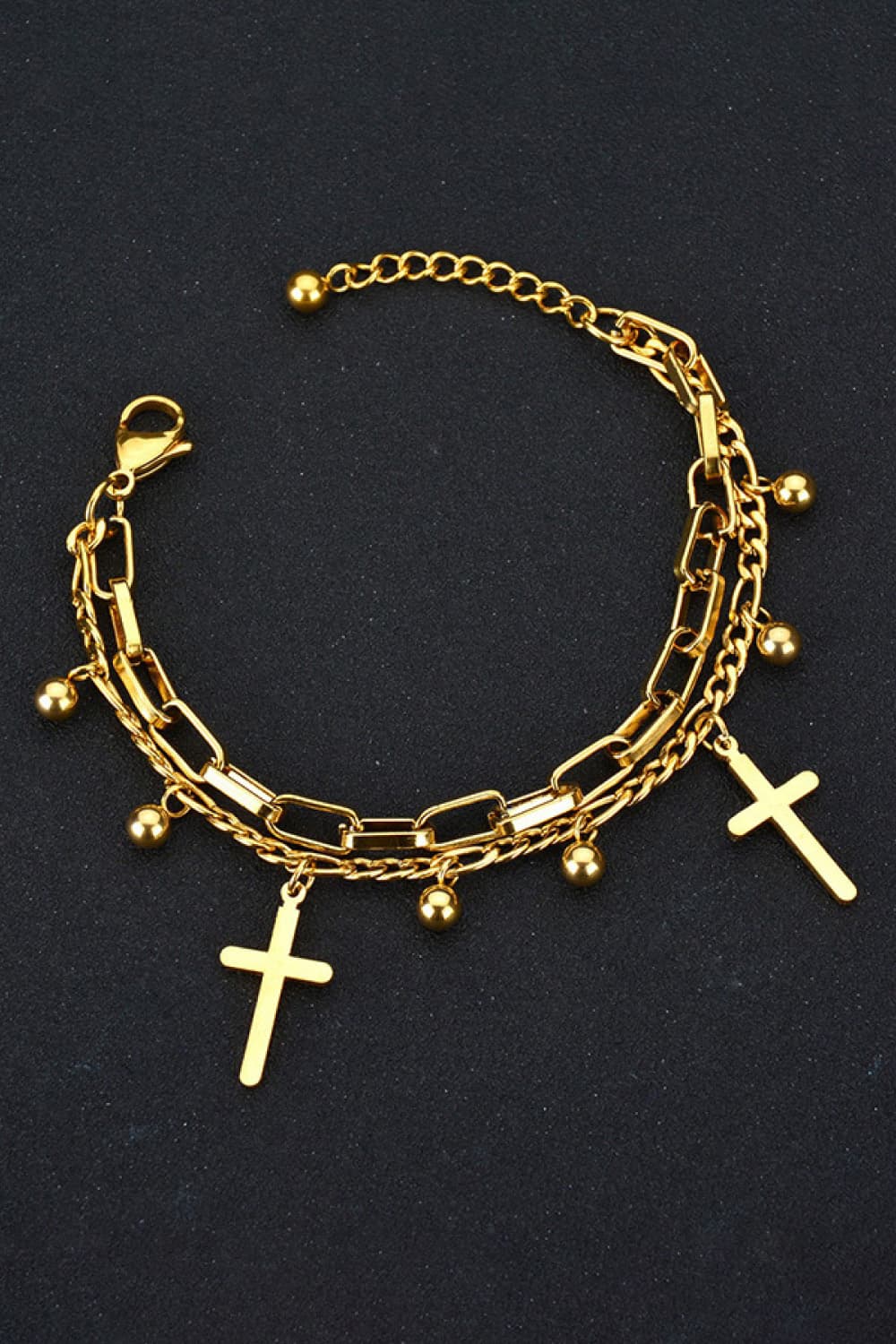 Cross Layered Stainless Steel Bracelet | Gold and Silver