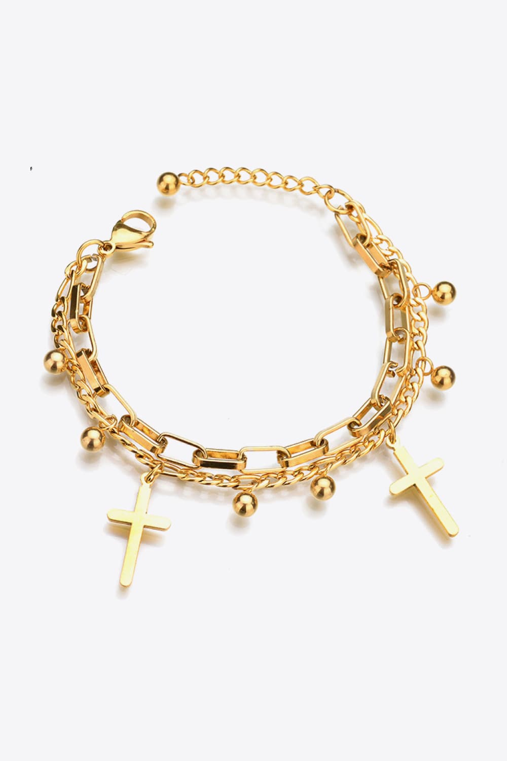 Cross Layered Stainless Steel Bracelet | Gold and Silver