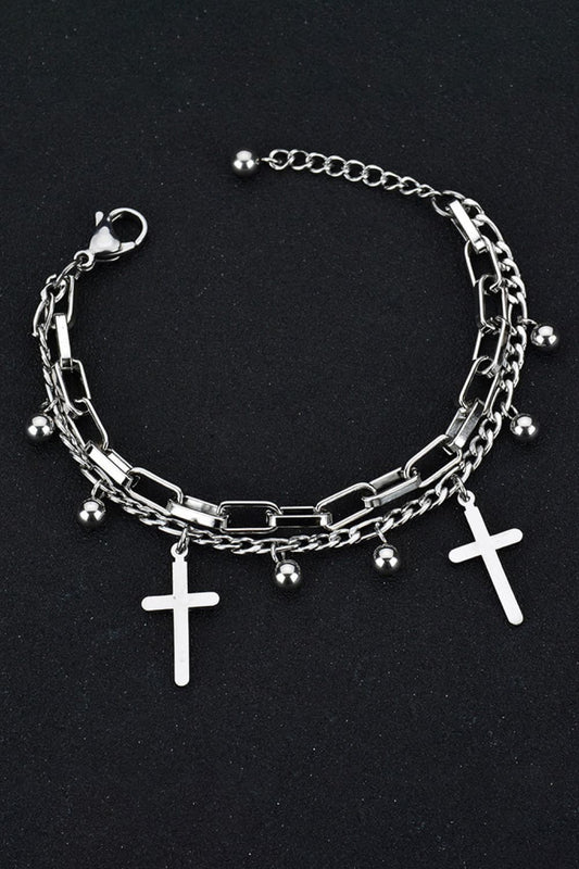 Cross Layered Stainless Steel Bracelet | Gold and Silver