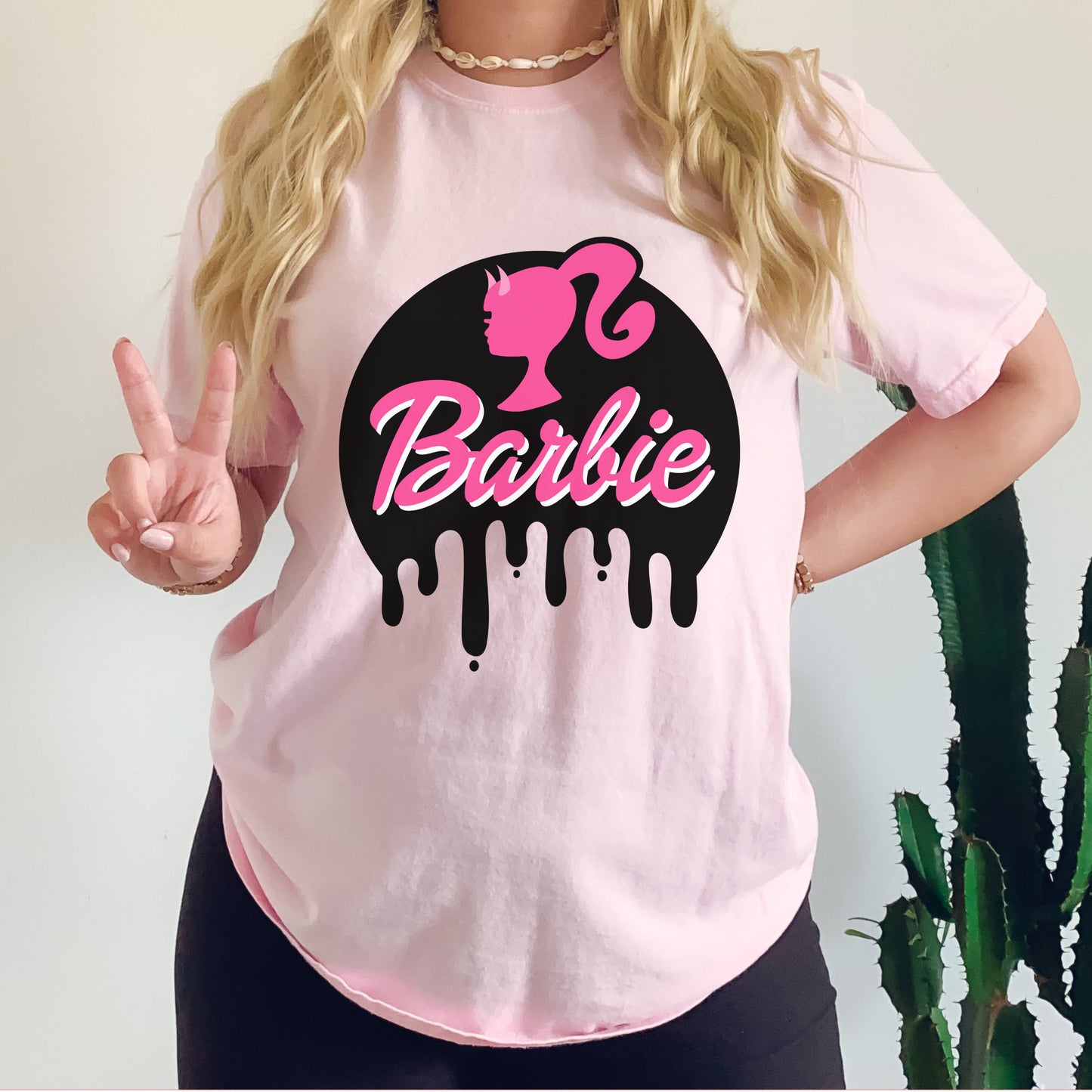 Barbie Halloween Tee, Cute Oversized Barbie Tee, Barbie Movie, Gifts for Her, Halloween Tee Shirt, Barbie Costume, Goth Barbie