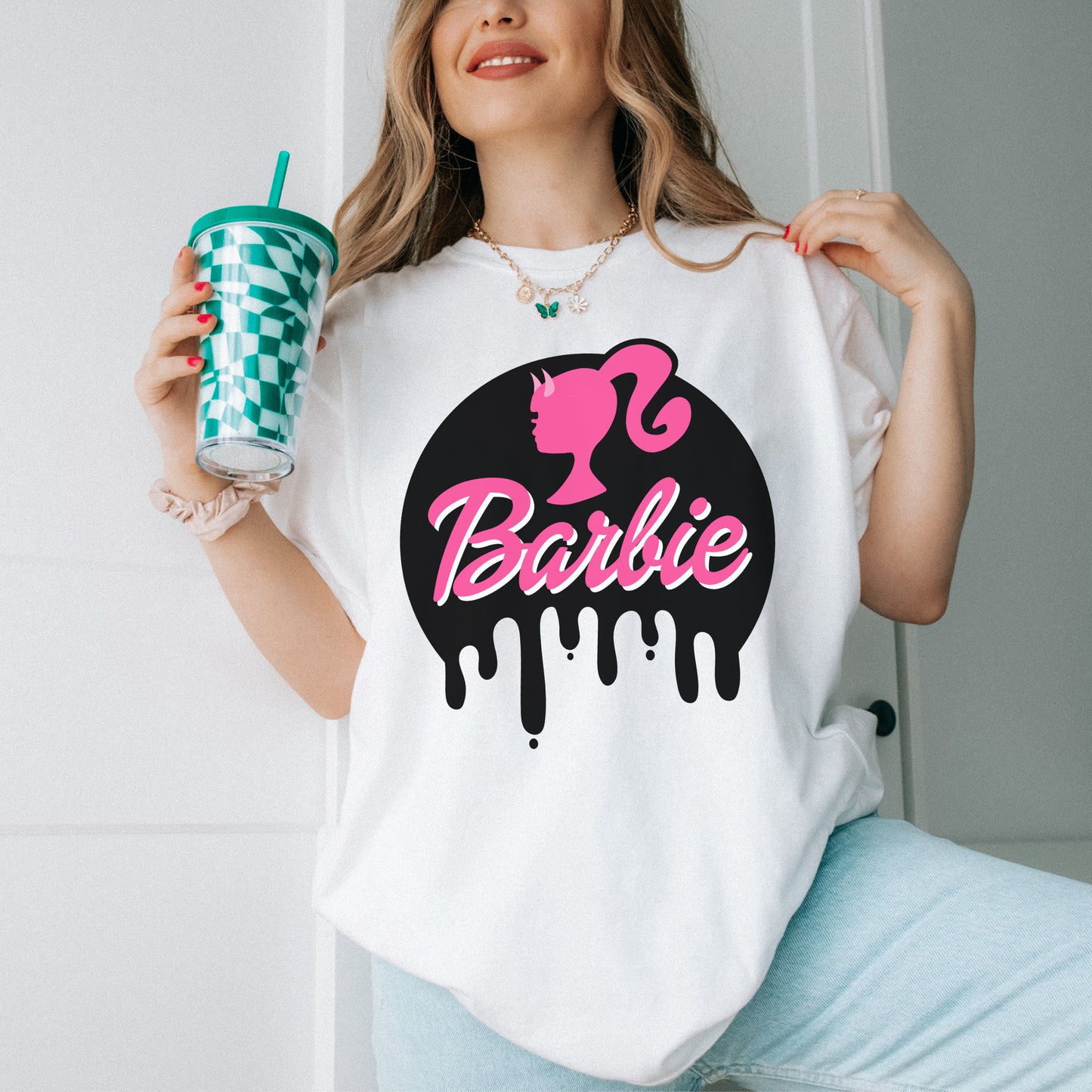 Barbie Halloween Tee, Cute Oversized Barbie Tee, Barbie Movie, Gifts for Her, Halloween Tee Shirt, Barbie Costume, Goth Barbie