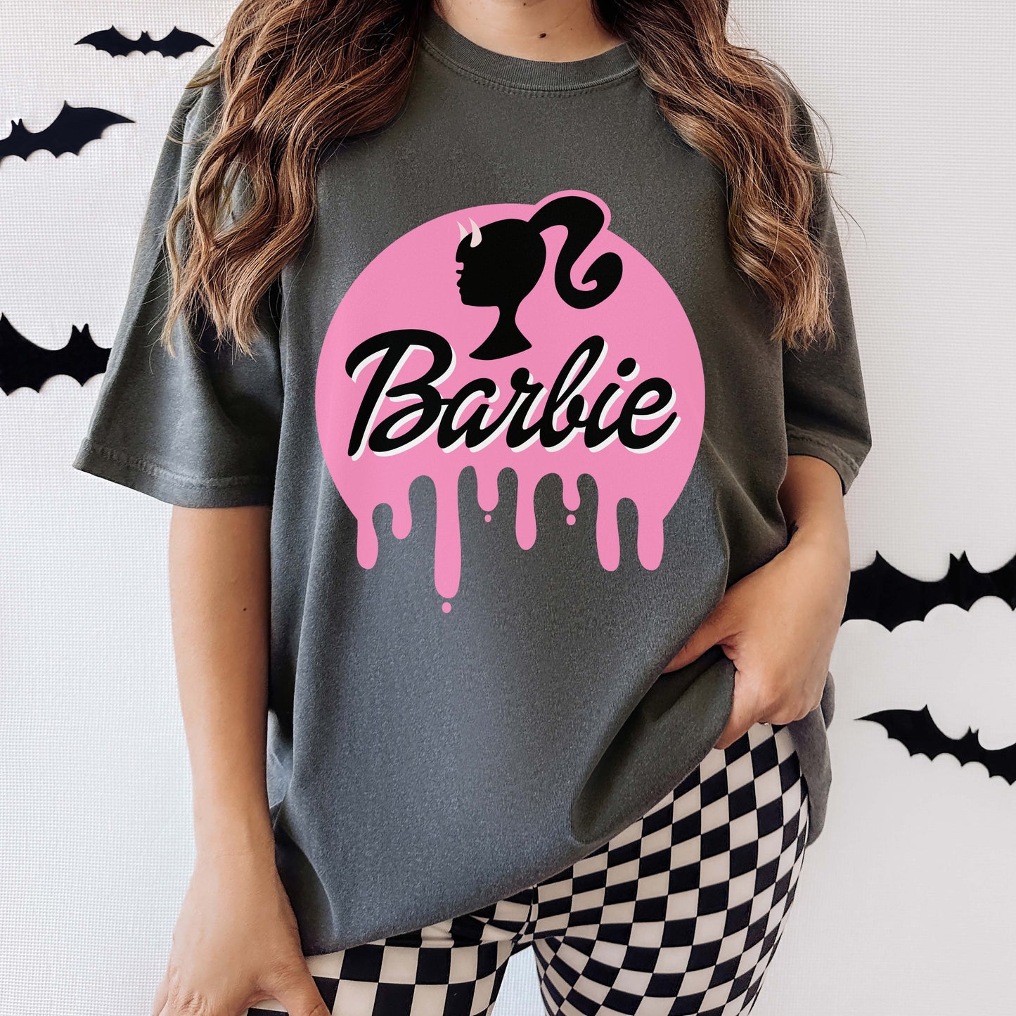 Barbie Halloween Tee, Cute Oversized Barbie Tee, Barbie Movie, Gifts for Her, Halloween Tee Shirt, Barbie Costume, Goth Barbie
