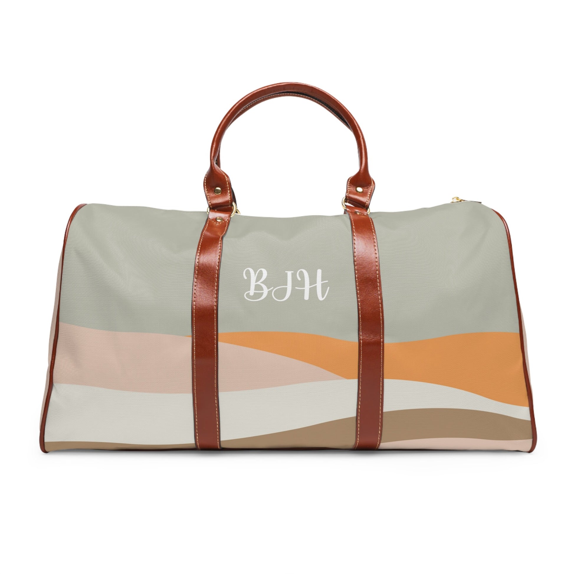 Leather duffle bag, custom duffel bag, weekend bag, monogram decal bag, custom overnight bag, mountain travel bag