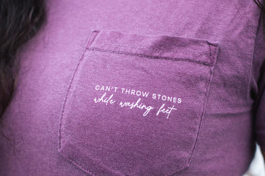 Christian Comfort Colors Pocket Tee, Can't Throw Stones While Washing Feet
