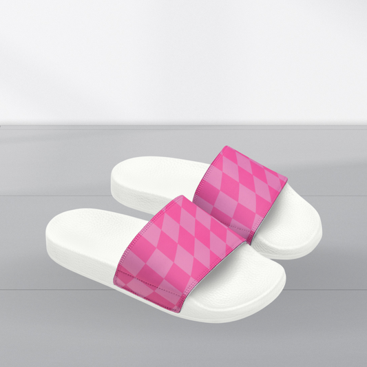 Pink Checker Retro Slides | Barbie-Inspired TikTok Slides