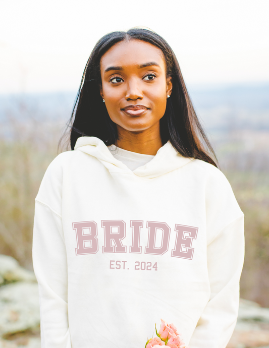 CUSTOM Bride Cropped Sweatshirt | Offwhite Sweatshirt with Custom Colors and Year