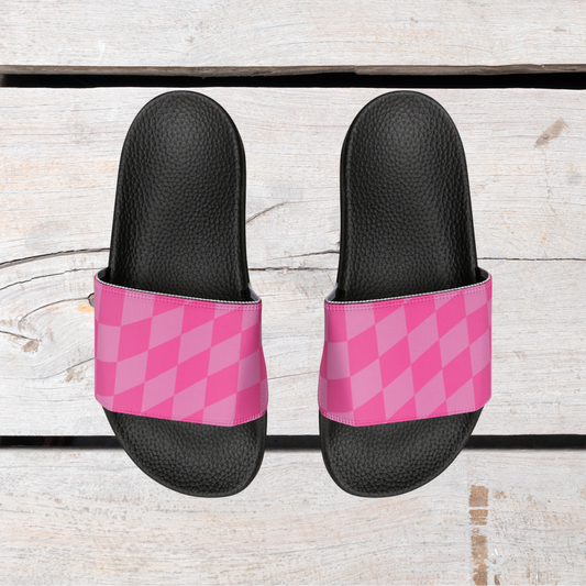 Pink Checker Retro Slides | Barbie-Inspired TikTok Slides