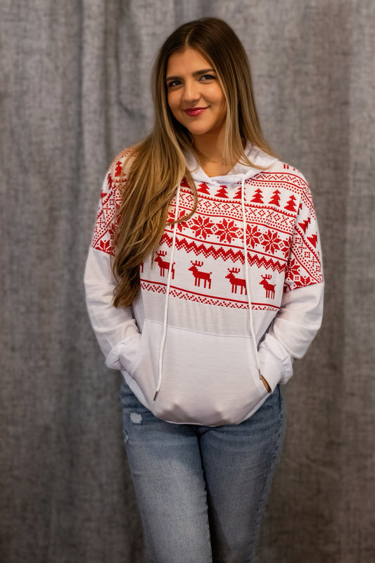 Christmas Drawstring Hoodie with Pocket