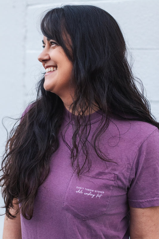 Christian Comfort Colors Pocket Tee, Can't Throw Stones While Washing Feet