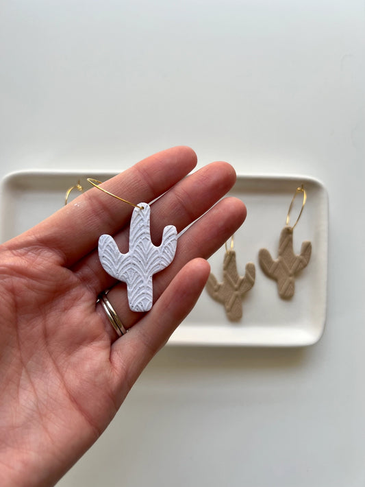 Neutral Cactus Clay Hoop Earrings