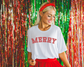 Merry Christmas Retro Vintage Oversized T-shirt - Comfort Colors
