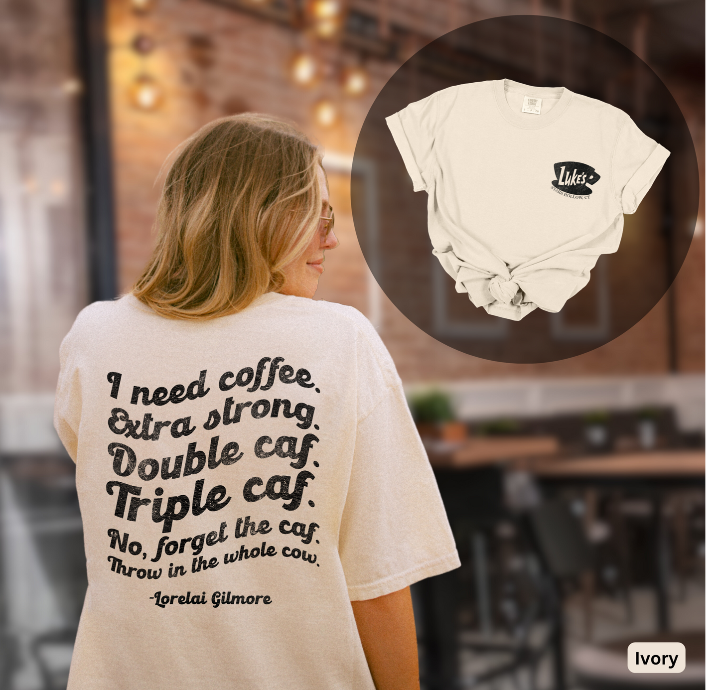 Luke's Diner Stars Hollow Comfort Colors Shirt //  Gilmore Girls Coffee T-Shirt