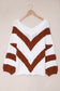 Woven Right Chevron Cable-Knit V-Neck Tunic Sweater