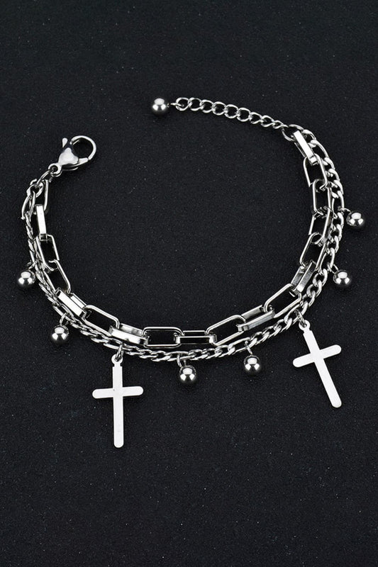 Cross Layered Stainless Steel Bracelet   |   Gold and Silver