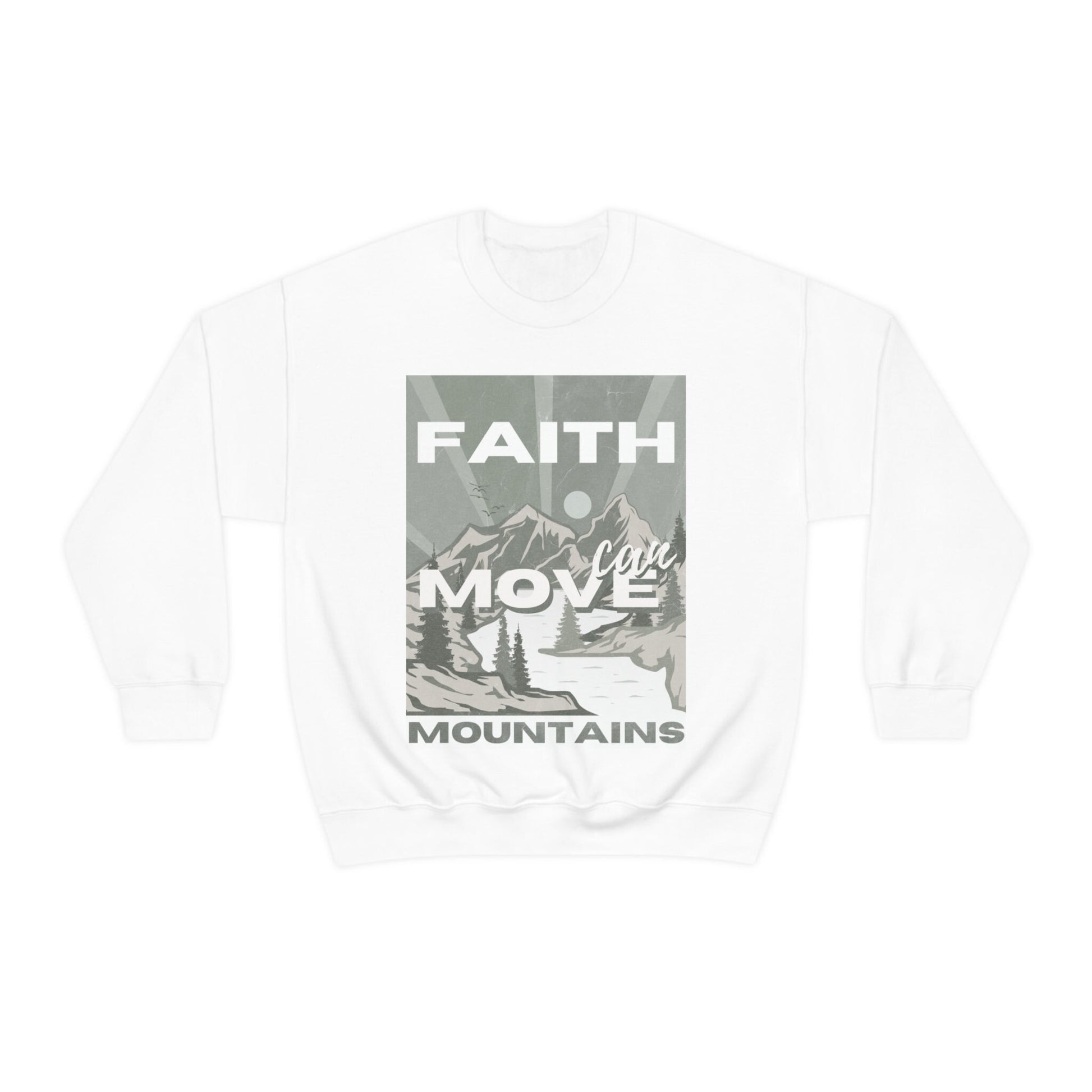 Faith can move Mountains pullover, Religious crew neck shirt, mountain shirt, PNW, Motivational T-Shirt, Christian Graphic Tee Gift