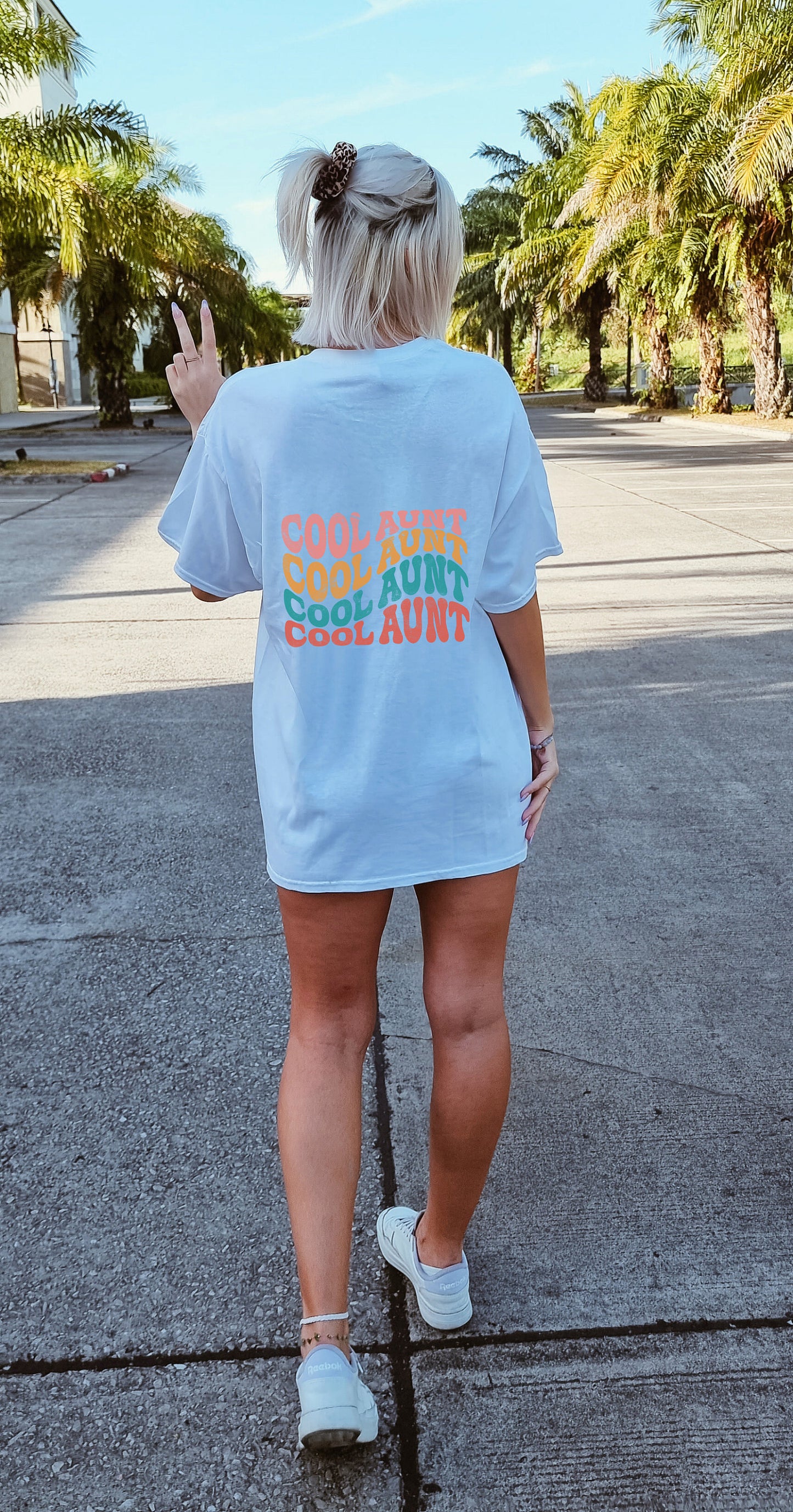 Cool Aunt Shirt, New Aunt Shirt, Wavy Retro Shirt, Oversized Comfy Tee, Gift for Aunt, Disco Ball Shirt
