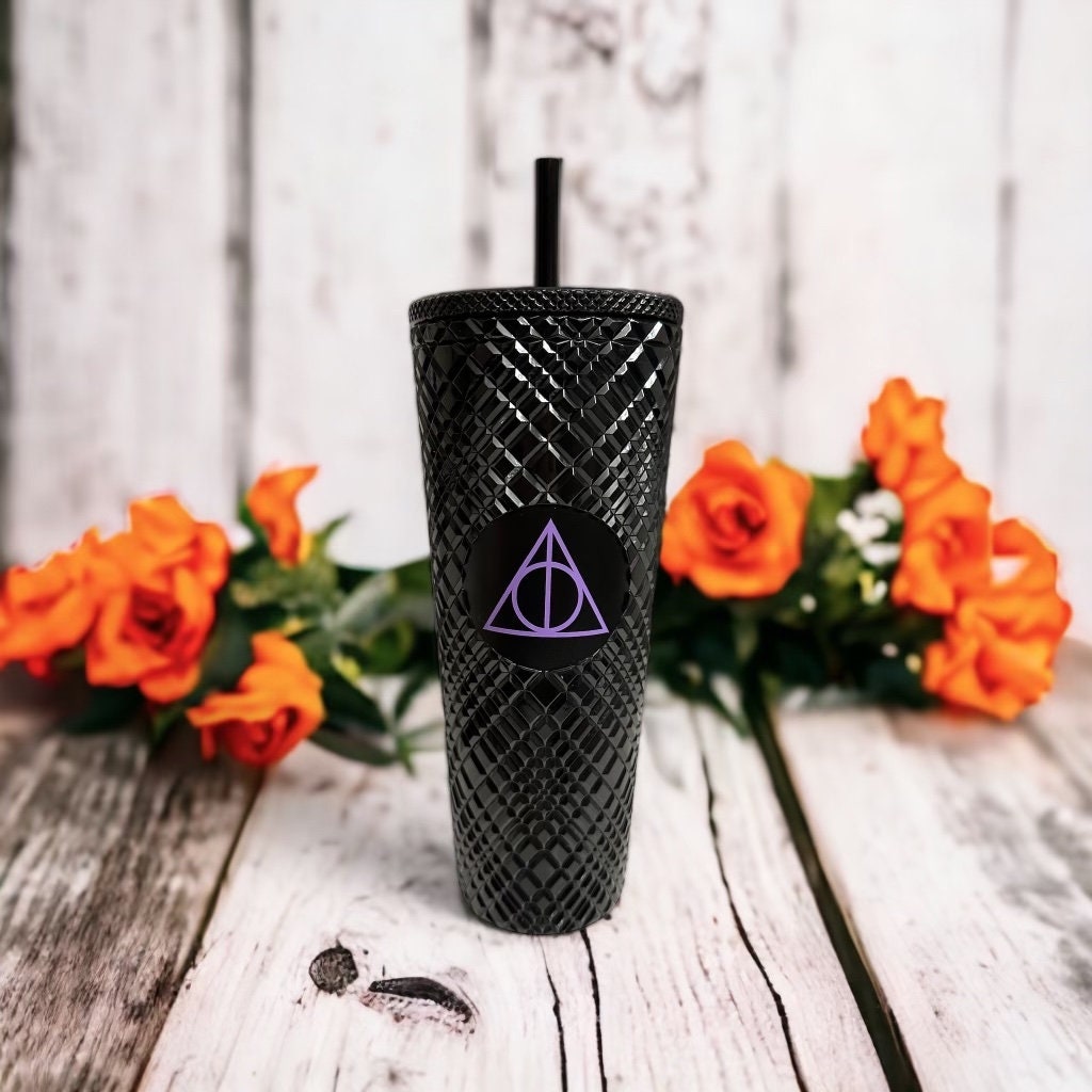 Harry Potter Tumbler, Halloween Tumbler, HP Gift, Deathly Hallows Cup, 24 oz tumbler with straw