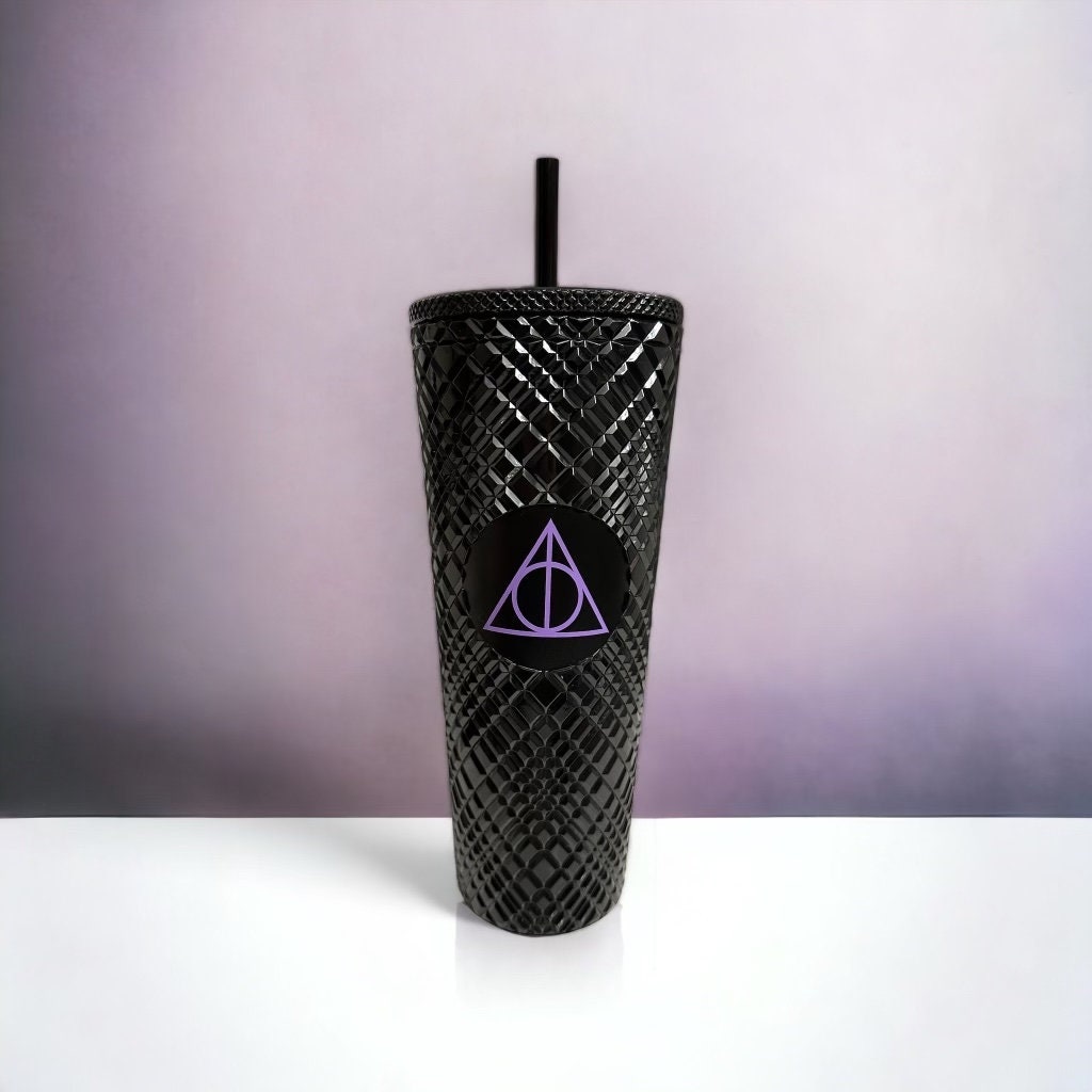 Harry Potter Tumbler, Halloween Tumbler, HP Gift, Deathly Hallows Cup, 24 oz tumbler with straw